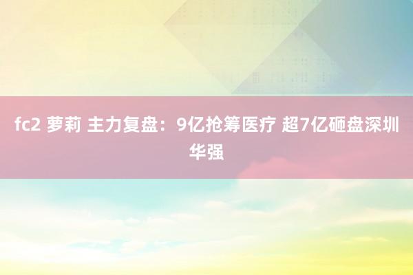 fc2 萝莉 主力复盘：9亿抢筹医疗 超7亿砸盘深圳华强