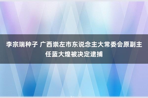 李宗瑞种子 广西崇左市东说念主大常委会原副主任蓝大煌被决定逮捕