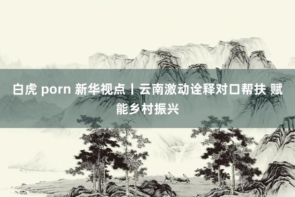 白虎 porn 新华视点丨云南激动诠释对口帮扶 赋能乡村振兴