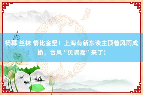 杨幂 丝袜 情比金坚！上海有新东谈主顶着风雨成婚，台风“贝碧嘉”来了！