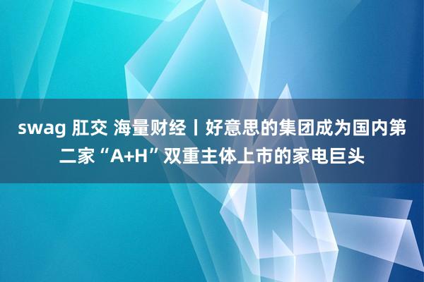 swag 肛交 海量财经丨好意思的集团成为国内第二家“A+H”双重主体上市的家电巨头