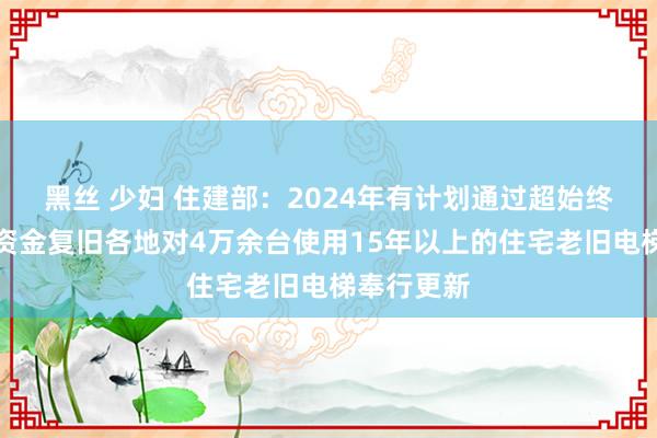 黑丝 少妇 住建部：2024年有计划通过超始终尽头国债资金复旧各地对4万余台使用15年以上的住宅老旧电梯奉行更新