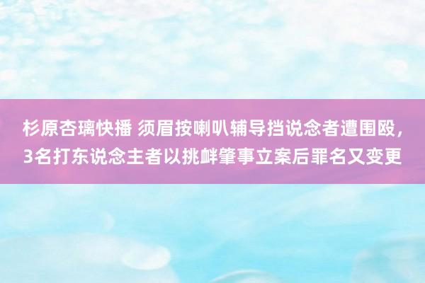 杉原杏璃快播 须眉按喇叭辅导挡说念者遭围殴，3名打东说念主者以挑衅肇事立案后罪名又变更