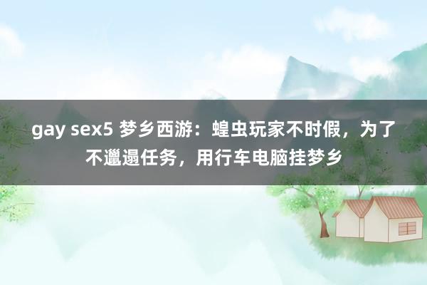 gay sex5 梦乡西游：蝗虫玩家不时假，为了不邋遢任务，用行车电脑挂梦乡