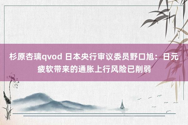 杉原杏璃qvod 日本央行审议委员野口旭：日元疲软带来的通胀上行风险已削弱