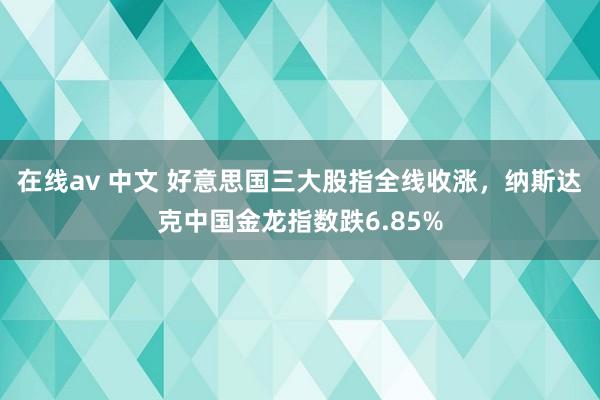 在线av 中文 好意思国三大股指全线收涨，纳斯达克中国金龙指数跌6.85%