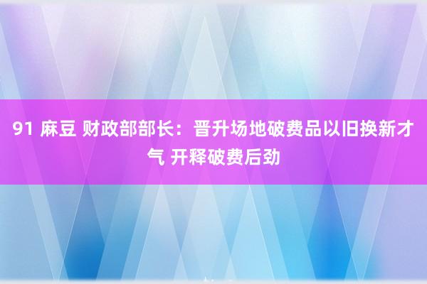 91 麻豆 财政部部长：晋升场地破费品以旧换新才气 开释破费后劲