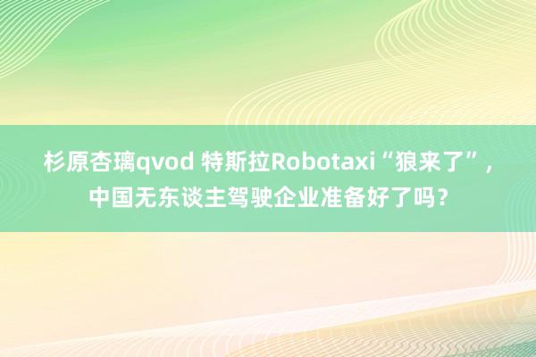 杉原杏璃qvod 特斯拉Robotaxi“狼来了”，中国无东谈主驾驶企业准备好了吗？