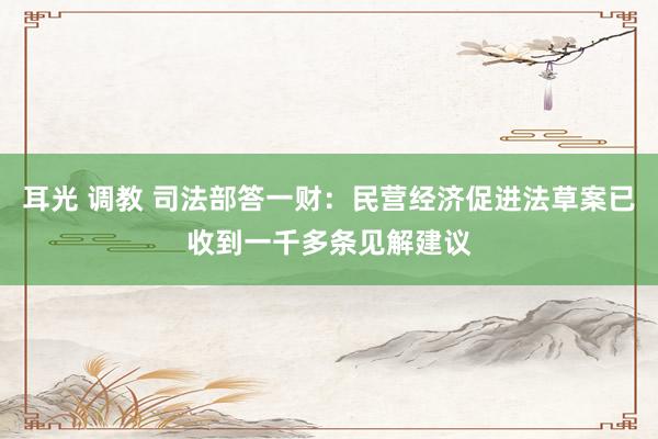 耳光 调教 司法部答一财：民营经济促进法草案已收到一千多条见解建议