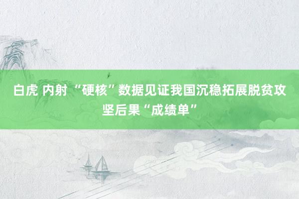 白虎 内射 “硬核”数据见证我国沉稳拓展脱贫攻坚后果“成绩单”