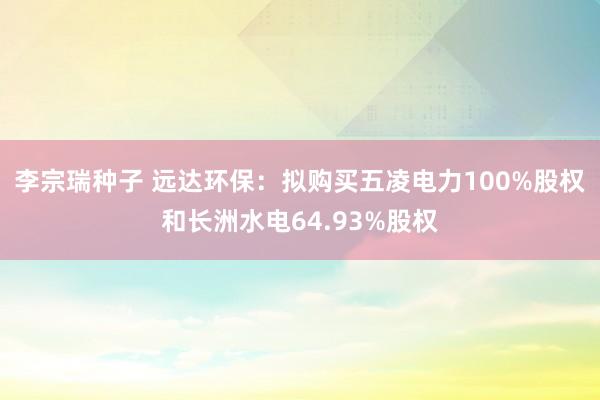 李宗瑞种子 远达环保：拟购买五凌电力100%股权和长洲水电64.93%股权