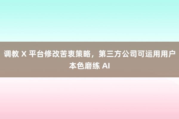 调教 X 平台修改苦衷策略，第三方公司可运用用户本色磨练 AI