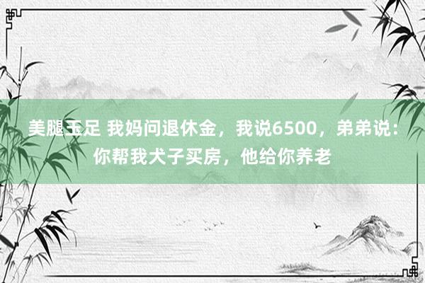 美腿玉足 我妈问退休金，我说6500，弟弟说：你帮我犬子买房，他给你养老