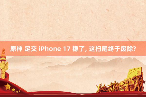 原神 足交 iPhone 17 稳了， 这扫尾终于废除?