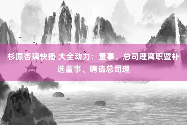 杉原杏璃快播 大全动力：董事、总司理离职暨补选董事、聘请总司理