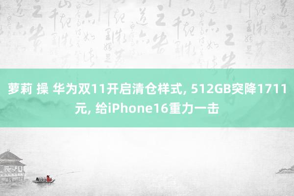 萝莉 操 华为双11开启清仓样式， 512GB突降1711元， 给iPhone16重力一击