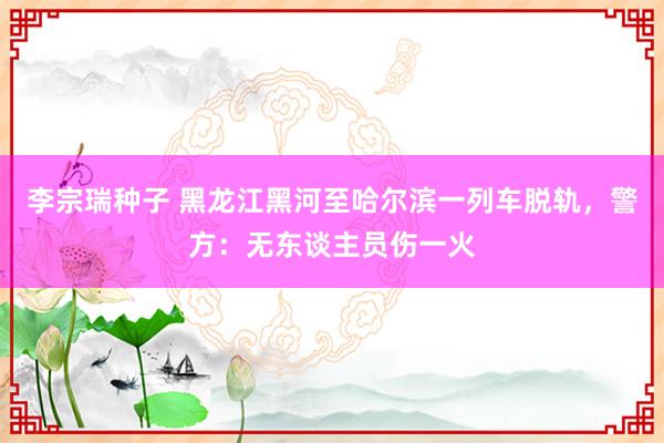 李宗瑞种子 黑龙江黑河至哈尔滨一列车脱轨，警方：无东谈主员伤一火