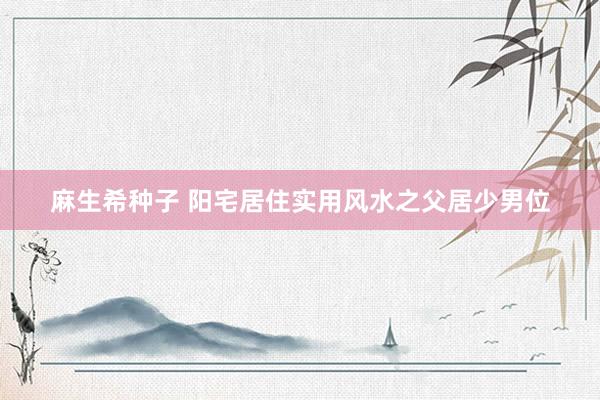 麻生希种子 阳宅居住实用风水之父居少男位