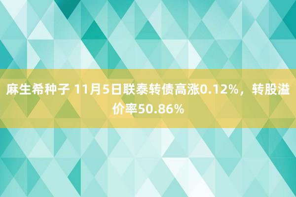 麻生希种子 11月5日联泰转债高涨0.12%，转股溢价率50.86%