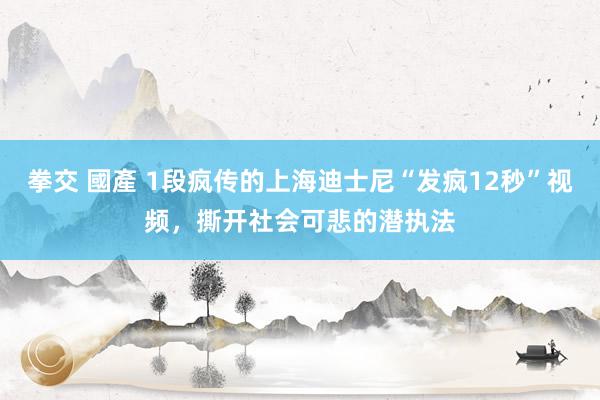 拳交 國產 1段疯传的上海迪士尼“发疯12秒”视频，撕开社会可悲的潜执法