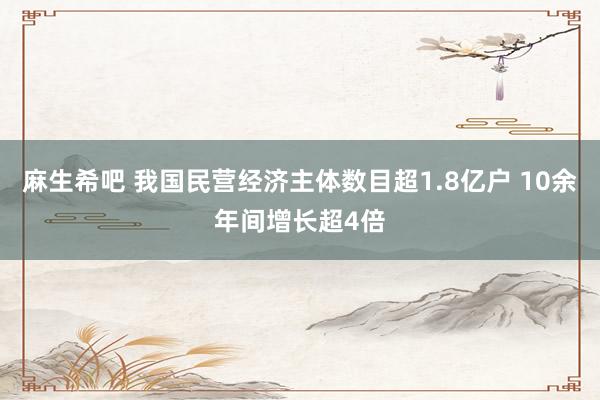 麻生希吧 我国民营经济主体数目超1.8亿户 10余年间增长超4倍