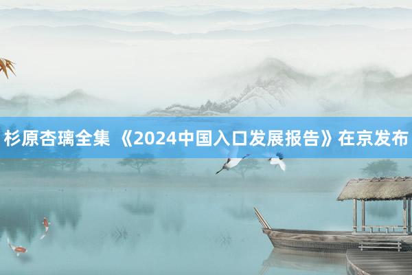 杉原杏璃全集 《2024中国入口发展报告》在京发布