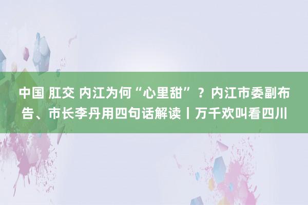 中国 肛交 内江为何“心里甜” ？内江市委副布告、市长李丹用四句话解读丨万千欢叫看四川