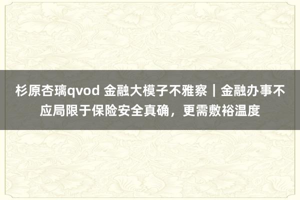 杉原杏璃qvod 金融大模子不雅察｜金融办事不应局限于保险安全真确，更需敷裕温度