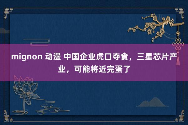 mignon 动漫 中国企业虎口夺食，三星芯片产业，可能将近完蛋了