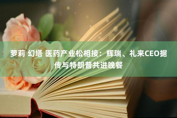 萝莉 幻塔 医药产业松相接：辉瑞、礼来CEO据传与特朗普共进晚餐