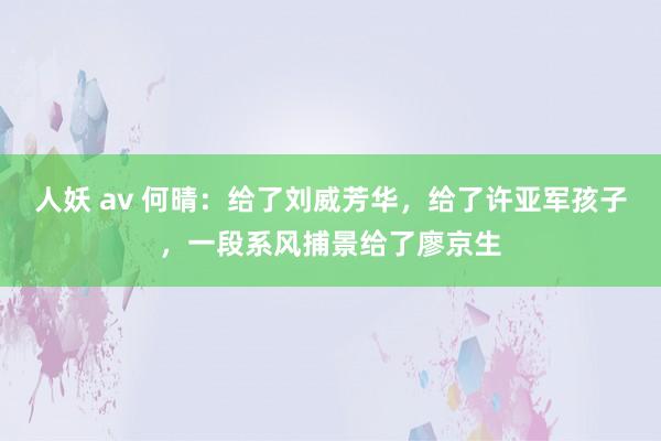 人妖 av 何晴：给了刘威芳华，给了许亚军孩子，一段系风捕景给了廖京生