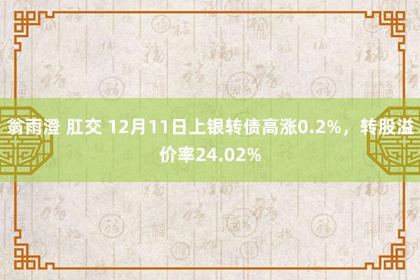 翁雨澄 肛交 12月11日上银转债高涨0.2%，转股溢价率24.02%