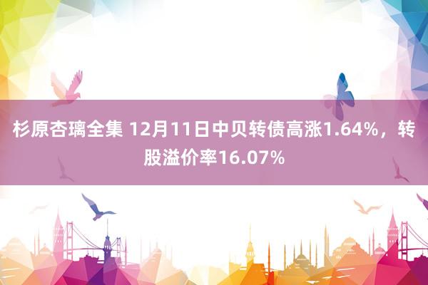 杉原杏璃全集 12月11日中贝转债高涨1.64%，转股溢价率16.07%