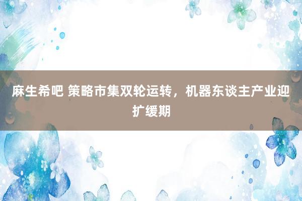 麻生希吧 策略市集双轮运转，机器东谈主产业迎扩缓期