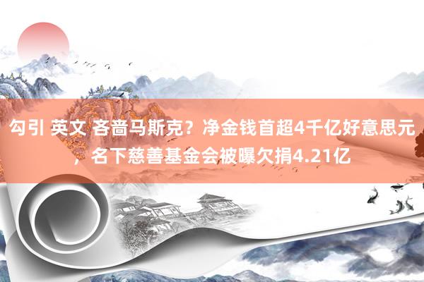 勾引 英文 吝啬马斯克？净金钱首超4千亿好意思元，名下慈善基金会被曝欠捐4.21亿