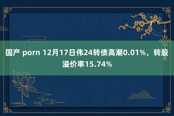 国产 porn 12月17日伟24转债高潮0.01%，转股溢价率15.74%