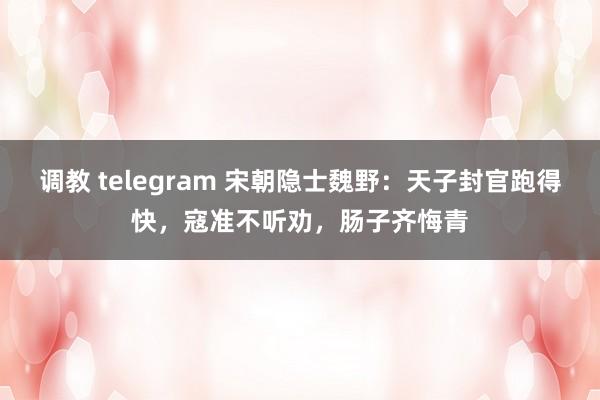 调教 telegram 宋朝隐士魏野：天子封官跑得快，寇准不听劝，肠子齐悔青