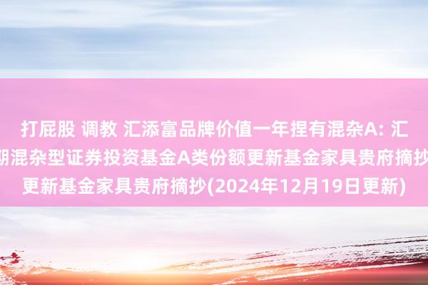 打屁股 调教 汇添富品牌价值一年捏有混杂A: 汇添富品牌价值一年捏有期混杂型证券投资基金A类份额更新基金家具贵府摘抄(2024年12月19日更新)