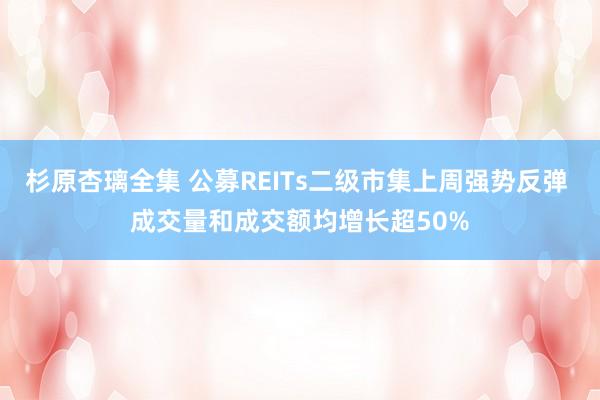 杉原杏璃全集 公募REITs二级市集上周强势反弹 成交量和成交额均增长超50%