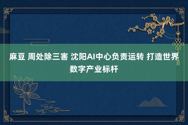 麻豆 周处除三害 沈阳AI中心负责运转 打造世界数字产业标杆