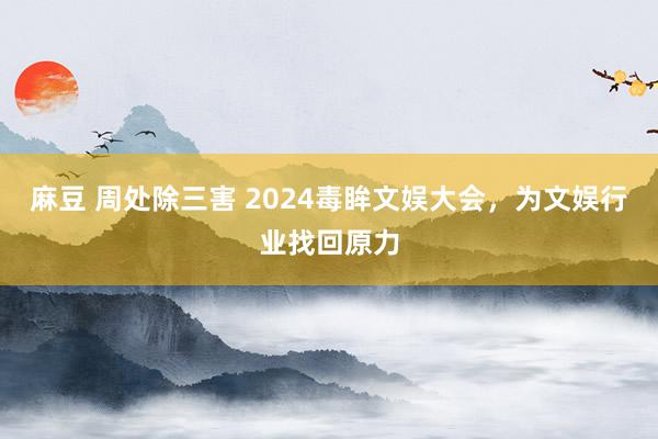 麻豆 周处除三害 2024毒眸文娱大会，为文娱行业找回原力