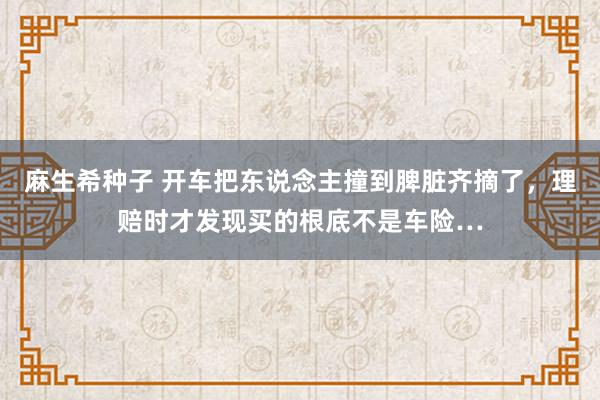 麻生希种子 开车把东说念主撞到脾脏齐摘了，理赔时才发现买的根底不是车险…