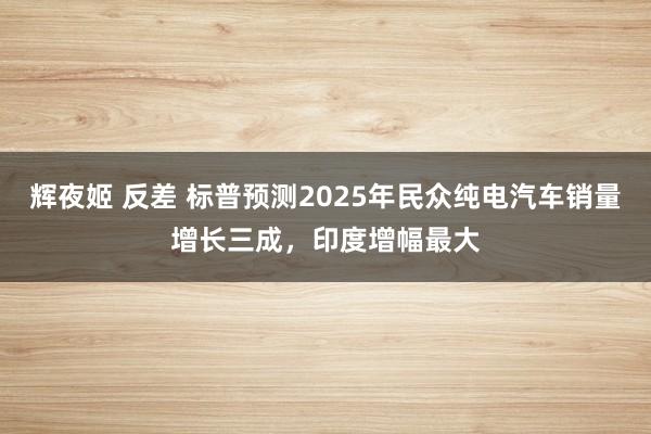 辉夜姬 反差 标普预测2025年民众纯电汽车销量增长三成，印度增幅最大