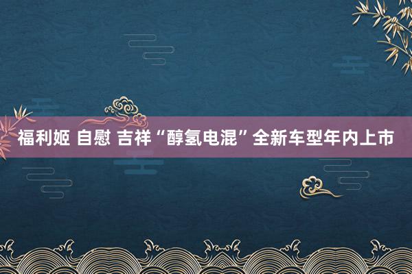 福利姬 自慰 吉祥“醇氢电混”全新车型年内上市