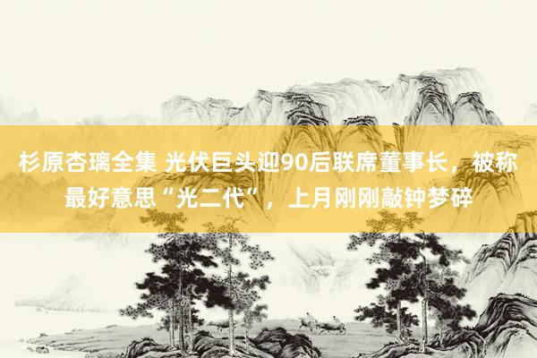 杉原杏璃全集 光伏巨头迎90后联席董事长，被称最好意思“光二代”，上月刚刚敲钟梦碎