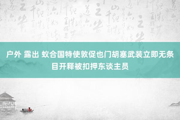 户外 露出 蚁合国特使敦促也门胡塞武装立即无条目开释被扣押东谈主员