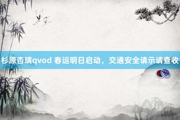 杉原杏璃qvod 春运明日启动，交通安全请示请查收