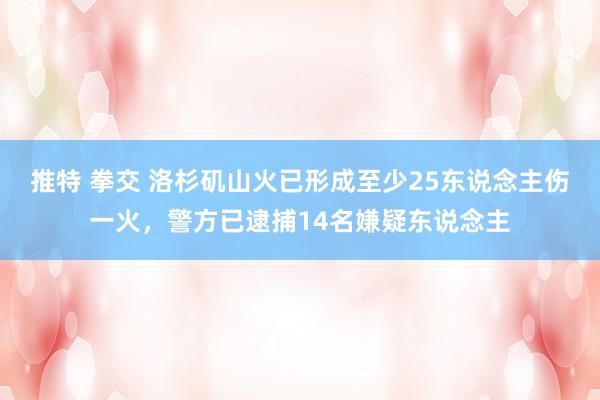 推特 拳交 洛杉矶山火已形成至少25东说念主伤一火，警方已逮捕14名嫌疑东说念主