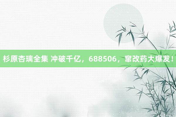 杉原杏璃全集 冲破千亿，688506，窜改药大爆发！